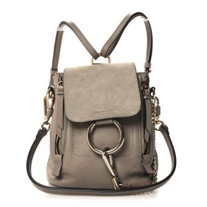 Chloe Suede Calfskin Mini Faye Backpack Motty Grey