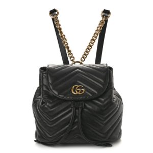 Gucci Calfskin Matelasse GG Marmont Flap Backpack Black