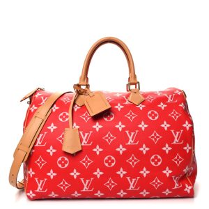 Louis Vuitton Calfskin Monogram Speedy P9 Bandouliere 50 Red