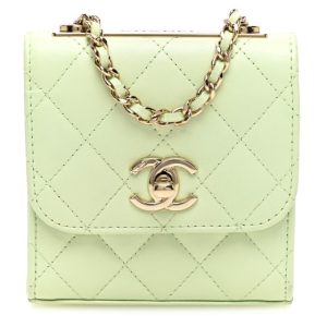 Chanel Lambskin Quilted Mini Trendy CC Chain Wallet Sea Green