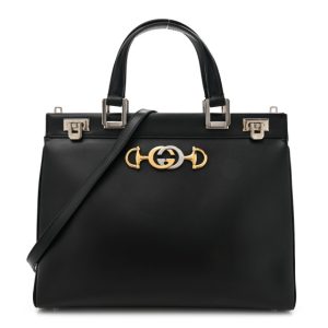 Gucci Smooth Calfskin Medium Zumi Top Handle Bag Black