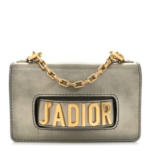 Christian Dior Metallic Calfskin J'Adior Mini Chain Flap Bag Silver
