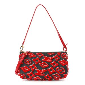 Louis Vuitton X UF Tufted Monogram Pochette Accessories Black Red