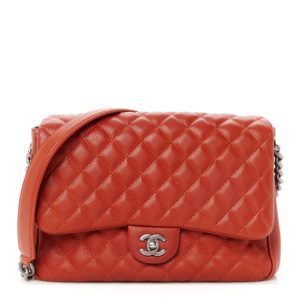 Chanel Caviar Quilted Medium Rock In Rome Single Flap Red
