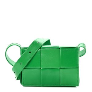 Bottega Veneta Paper Calfskin Maxi Intreccio Extra Mini Cassette Crossbody Bag Parakeet