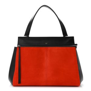 Celine Pony Hair Medium Edge Shoulder Bag Vermillion