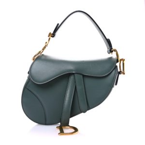 Christian Dior Calfskin Mini Saddle Bag Grey Stone