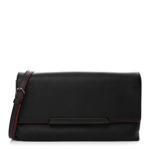 Christian Louboutin Calfskin Rougissime Flap Crossbody Clutch Black