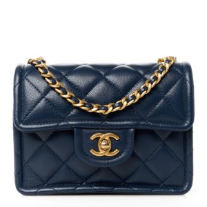 Chanel Caviar Quilted Mini Sweet Classic Flap Navy Blue