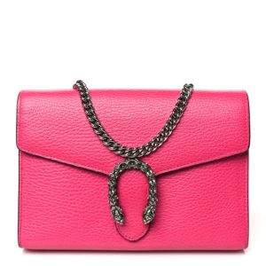 Gucci Dollar Calfskin Crystal Mini Dionysus Chain Wallet Box Pink
