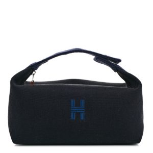 Hermes Canvas Small Bride-A-Brac Pouch Bleu Nuit