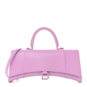 Balenciaga Shiny Box Calfskin Tonal B Hourglass Stretch Top Handle Bag Lilac