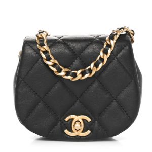 Chanel Calfskin Quilted Mini Coco Mail Clutch with Chain Black