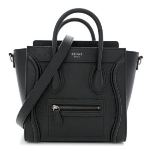 Celine Drummed Calfskin Nano Luggage Black