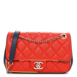 Chanel Lambskin Plexiglass Quilted Small Cuba Color Flap Red Multicolor