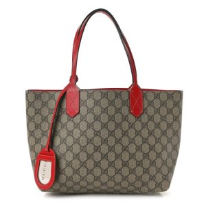 Gucci GG Supreme Monogram Small Reversible Tote Beige Red