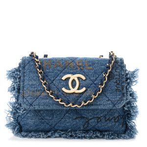 Chanel Denim Quilted Denim Mood Belt Bag Blue Multicolor