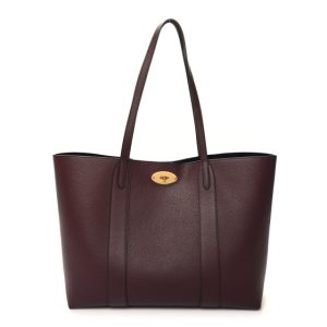 Mulberry Small Classic Grain Bayswater Tote Burgundy Oxford Blue