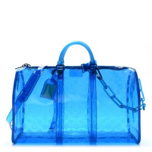 Louis Vuitton PVC Monogram Keepall Bandouliere 50 Blue