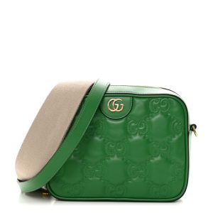 Gucci Calfskin GG Matelasse Shoulder Bag Spring Green Natural