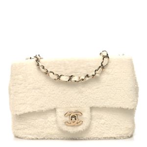 Chanel Sequin Mini Rectangular Flap White