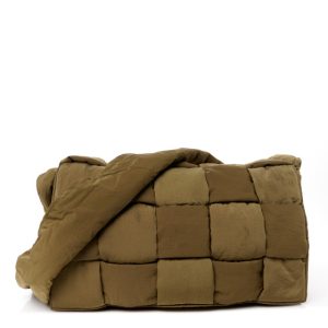 Bottega Veneta Nylon Intrecciato Padded Tech Maxi Cassette Bag Mud