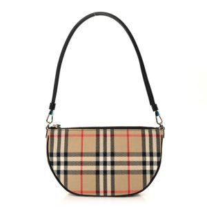 Burberry Vintage Check Calfskin Olympia Slim Pouch Archive Beige