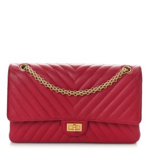 Chanel Sheepskin Chevron Quilted 2.55 Reissue 226 Flap Dark Pink