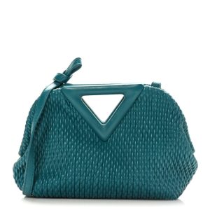 Bottega Veneta Lambskin Knit Small The Point Triangle Bag Mallard