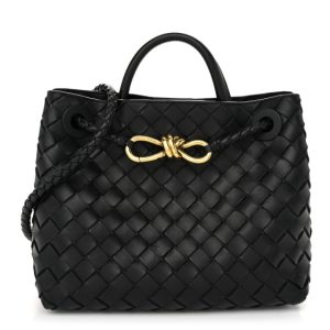 Bottega Veneta Nappa Intrecciato Small Andiamo Shoulder Bag Black