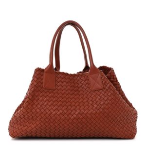 Bottega Veneta Lambskin Intreccio Medium Cabat Rust