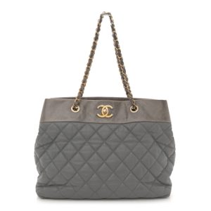 Chanel Calfskin Quilted Large Soft Elegance Tote Grey