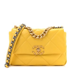Chanel Lambskin Quilted Medium Chanel 19 Flap Yellow
