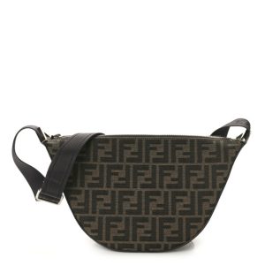 Fendi Fabric Jacquard FF Melon Bag Tobacco Black