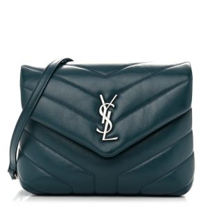 Saint Laurent Calfskin Y Quilted Monogram Toy Loulou Satchel Dark Turquoise