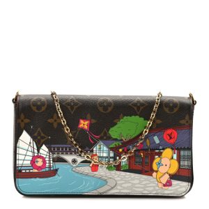 Louis Vuitton Monogram 2022 Christmas Animation China Chengdu Pochette Felicie Chain Wallet Red