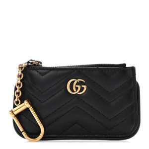 Gucci Calfskin Matelasse GG Marmont Key Case Black