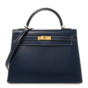 Hermes Courchevel Kelly Sellier 32 Bleu Marine