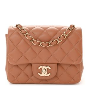 Chanel Lambskin Quilted Mini Square Flap Brown