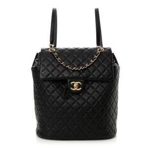 Chanel Calfskin Quilted Large Urban Spirit Backpack Black Black