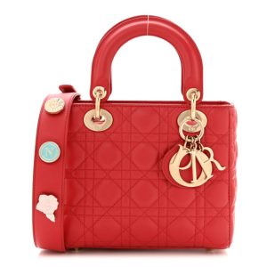 Christian Dior Lambskin Cannage Small Lucky Badges My Lady Dior Red