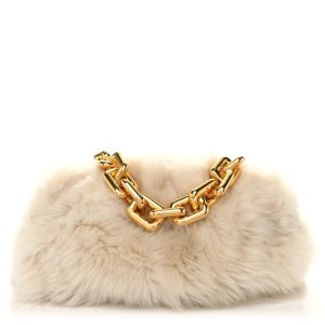 Bottega Veneta Shearling Lambskin The Pouch Chain Porridge