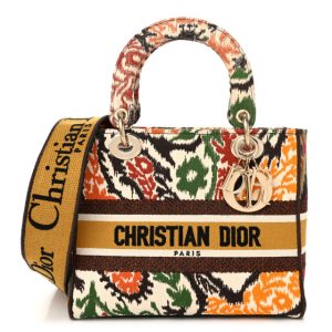 Christian Dior Canvas Embroidered Paisley Medium Lady D-Lite Multicolor