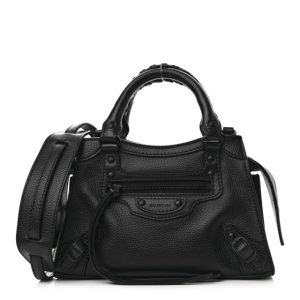 Balenciaga Grained Calfskin Neo Classic Black Hardware Mini City Black
