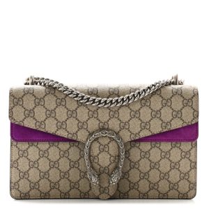 Gucci GG Supreme Monogram Suede Small Dionysus Shoulder Bag Purple