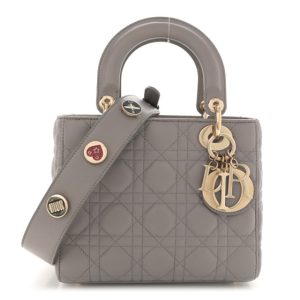 Christian Dior Lambskin Cannage Small Lucky Badges My Lady Dior Grey