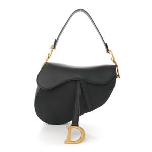 Christian Dior Grained Calfskin Saddle Bag Black