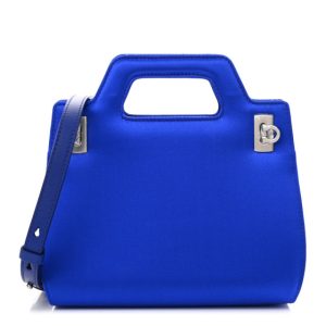 Salvatore Ferragamo Satin Mini Wanda Top Handle Bag Blue Elettrico