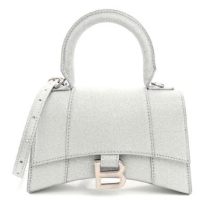 Balenciaga Glitter Fabric Hourglass Top Handle Bag XS Grey