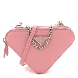 Prada Saffiano Mini Triangle Crossbody Pouch Petalo